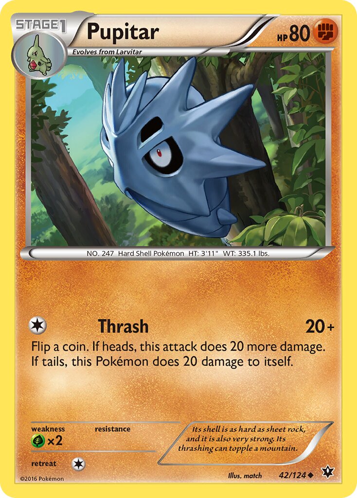 Pupitar 042/124 — Fates Collide (English Pokémon TCG card)