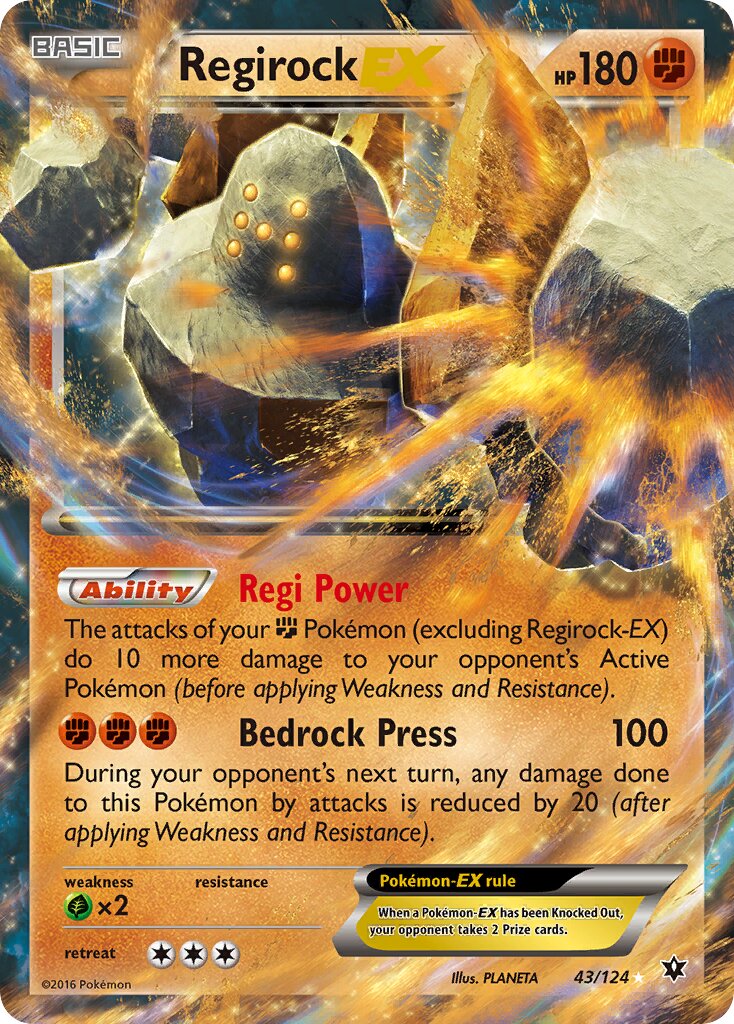 Regirock-EX 043/124 — Fates Collide (English Pokémon TCG card)