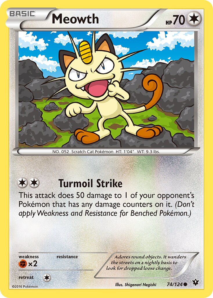 Meowth 074/124 — Fates Collide (English Pokémon TCG card)