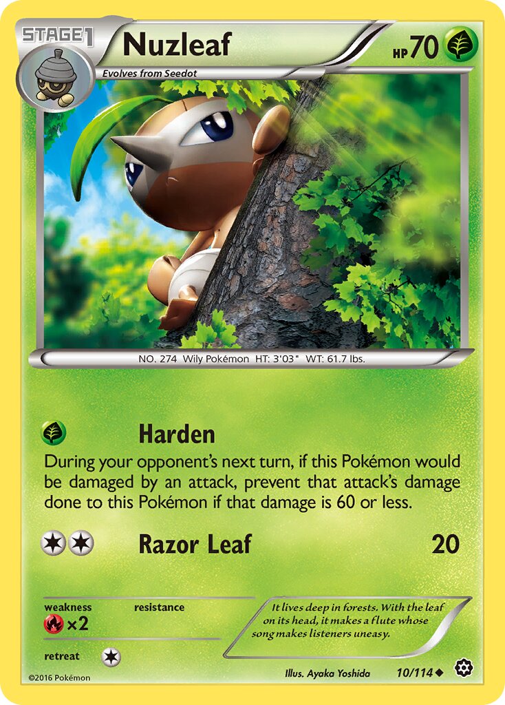 Nuzleaf 010/114 — Steam Siege (English Pokémon TCG card)