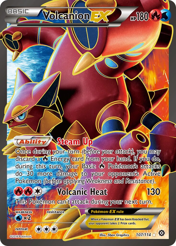 Volcanion-EX 107/114 — Steam Siege (English Pokémon TCG card)