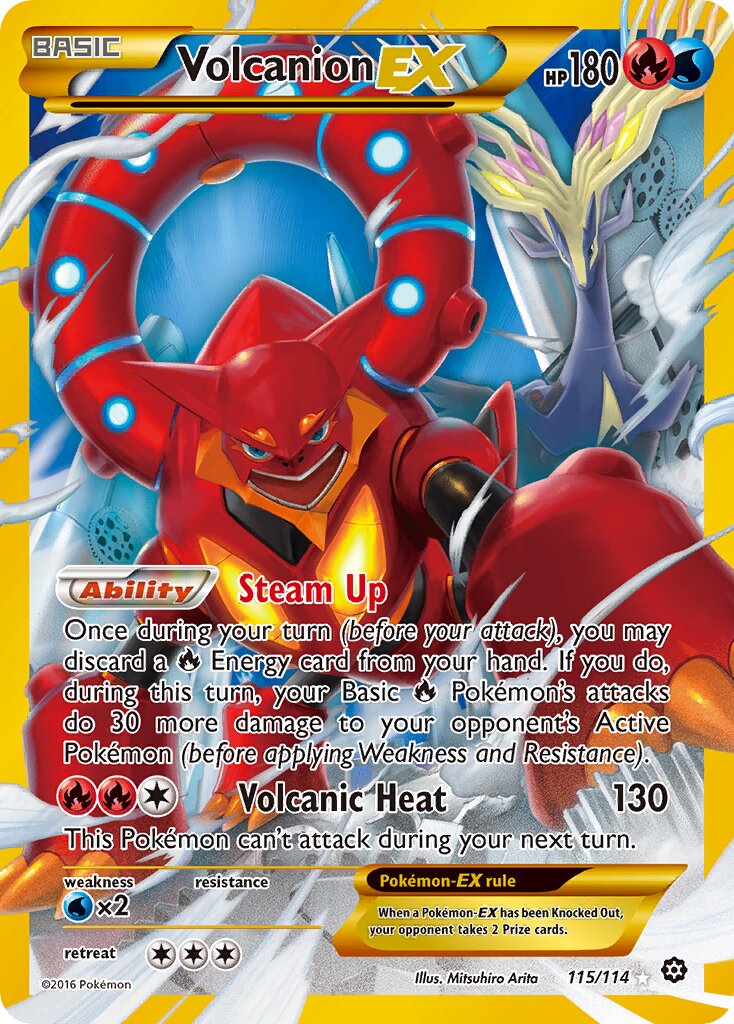 Volcanion-EX 115/114 — Steam Siege (English Pokémon TCG card)