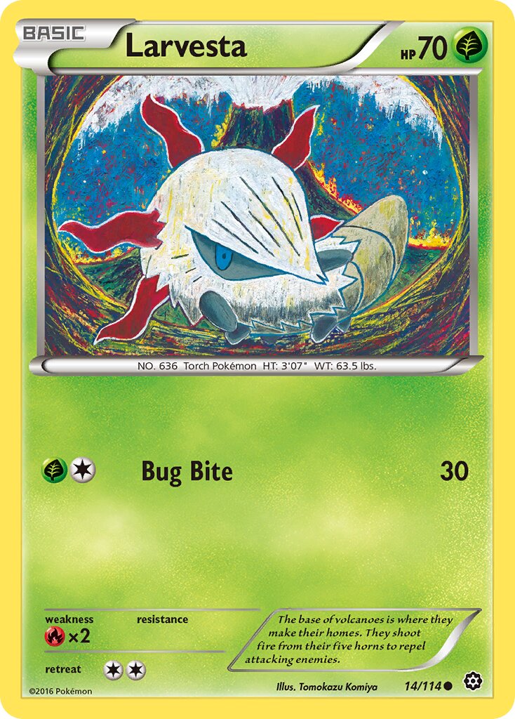 Larvesta 014/114 — Steam Siege (English Pokémon TCG card)