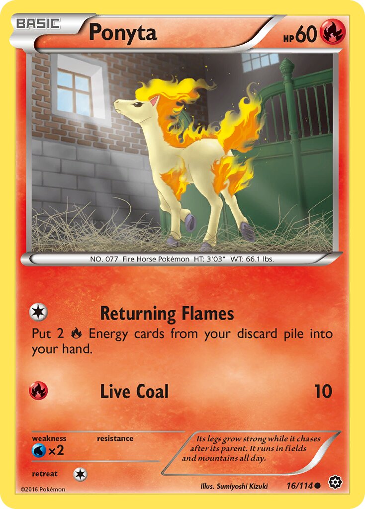 Ponyta 016/114 — Steam Siege (English Pokémon TCG card)