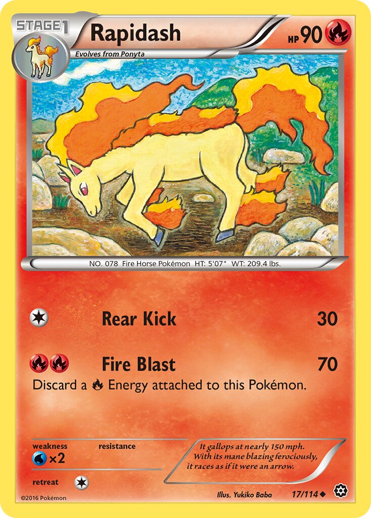 Rapidash 017/114 — Steam Siege (English Pokémon TCG card)