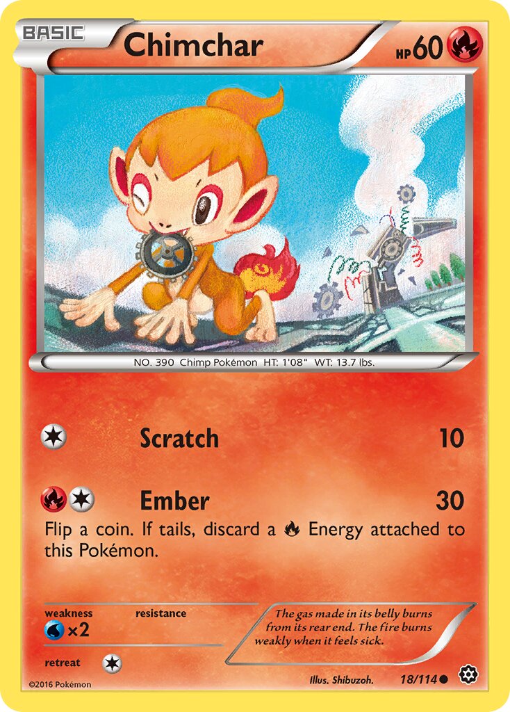 Chimchar 018/114 — Steam Siege (English Pokémon TCG card)