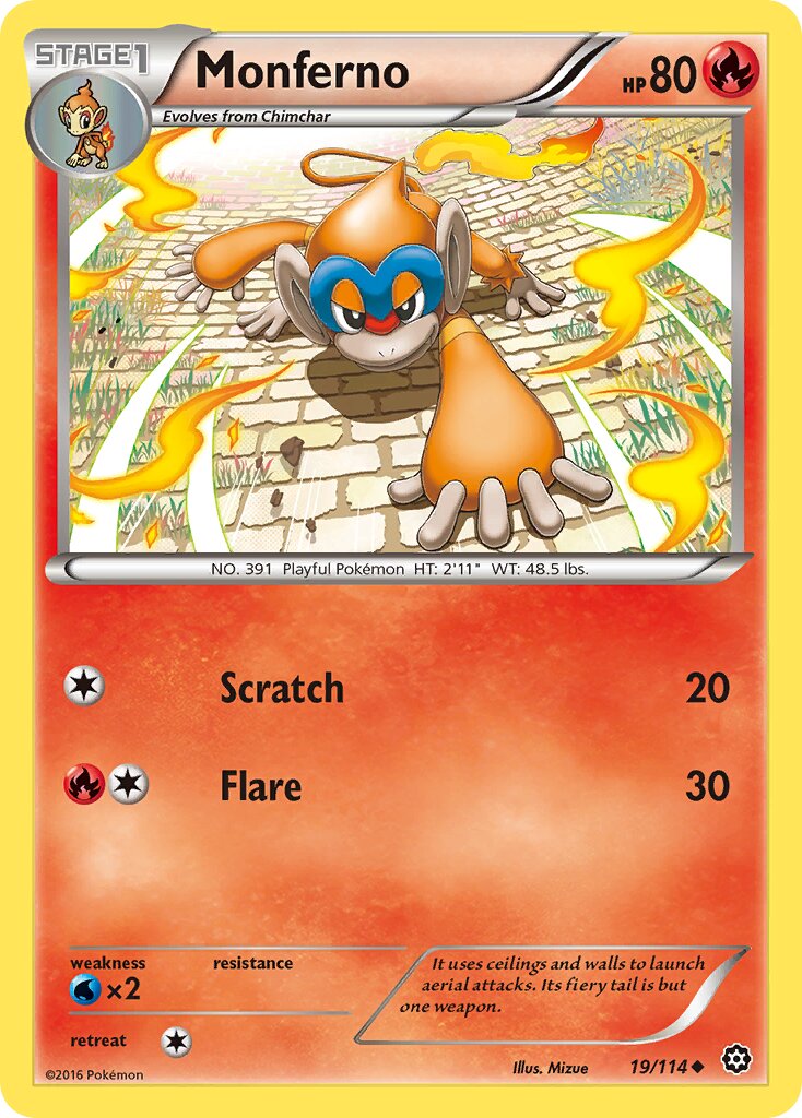 Monferno 019/114 — Steam Siege (English Pokémon TCG card)