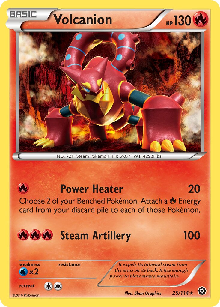 Volcanion 025/114 — Steam Siege (English Pokémon TCG card)