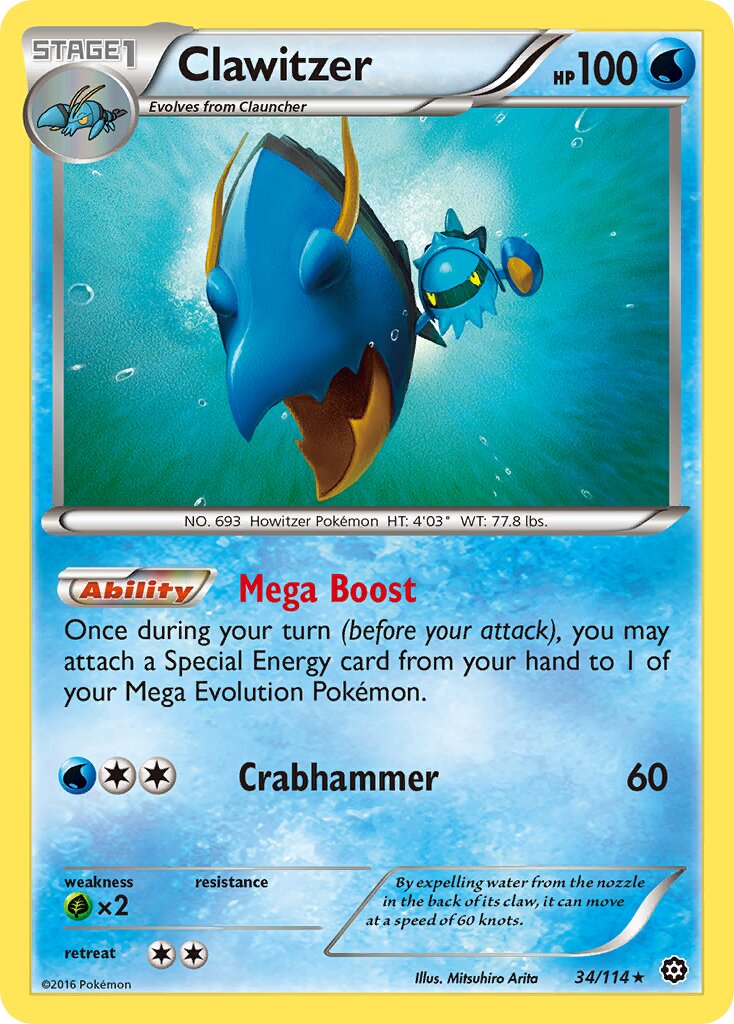 Clawitzer 034/114 — Steam Siege (English Pokémon TCG card)