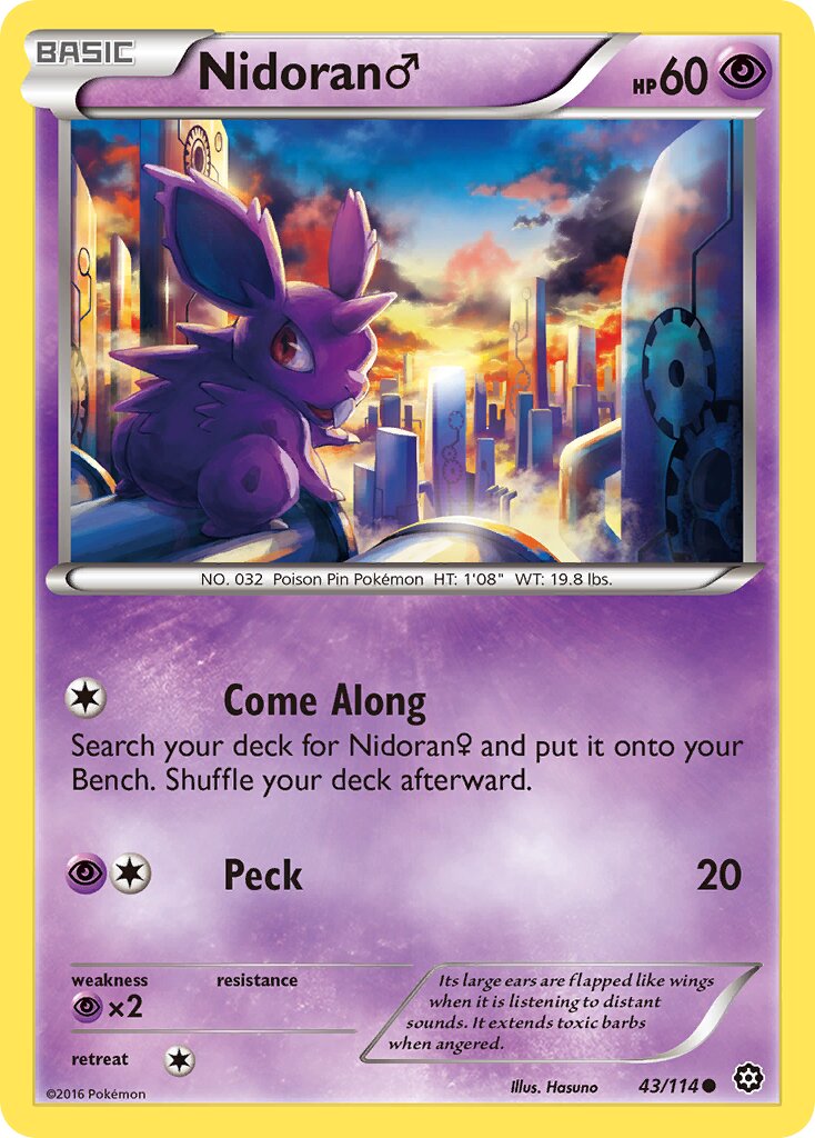 Nidoran ♂ 043/114 — Steam Siege (English Pokémon TCG card)