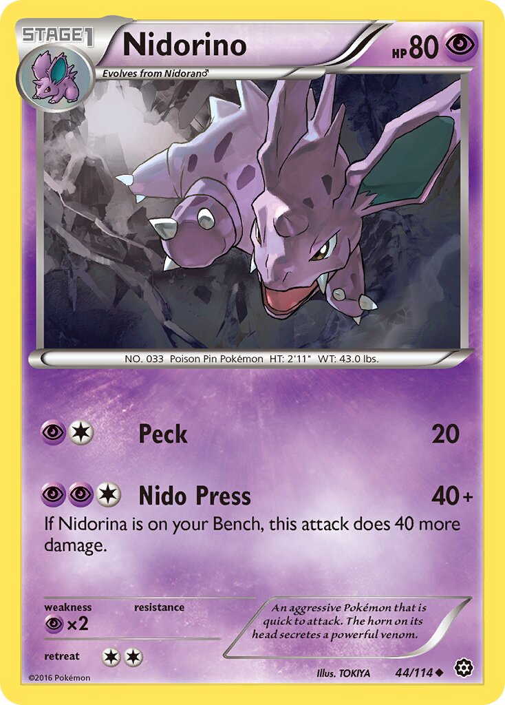 Nidorino 044/114 — Steam Siege (English Pokémon TCG card)