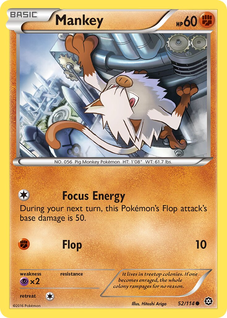 Mankey 052/114 — Steam Siege (English Pokémon TCG card)
