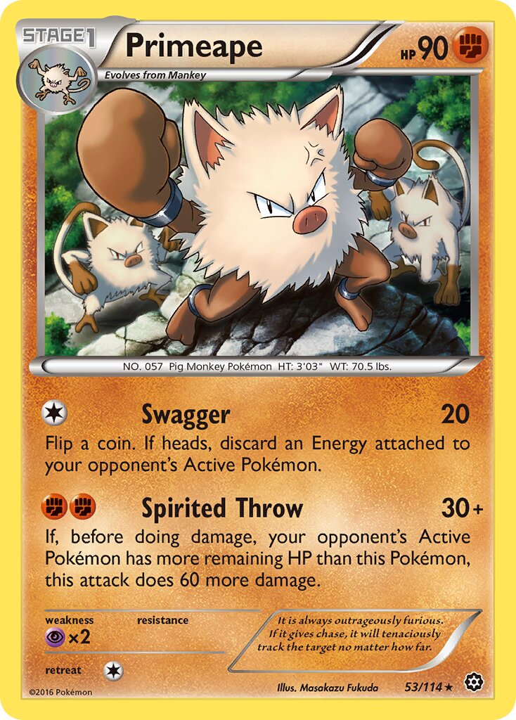Primeape 053/114 — Steam Siege (English Pokémon TCG card)