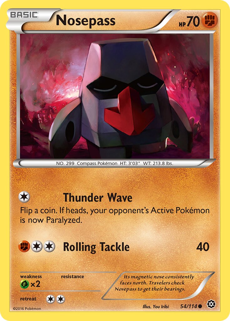 Nosepass 054/114 — Steam Siege (English Pokémon TCG card)