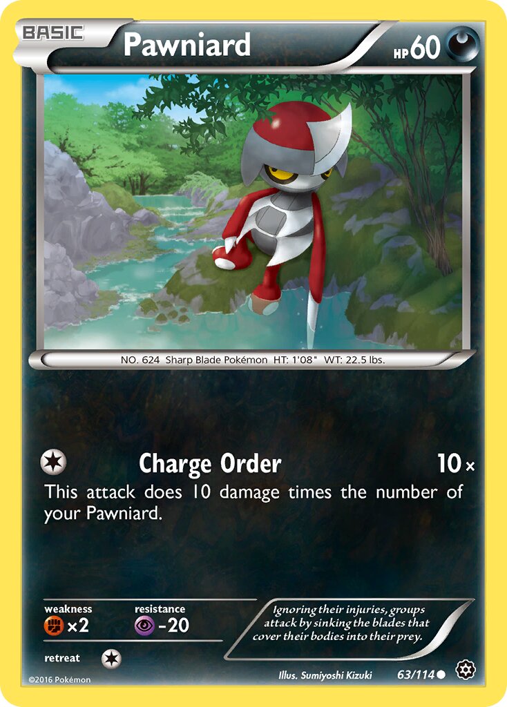 Pawniard 063/114 — Steam Siege (English Pokémon TCG card)