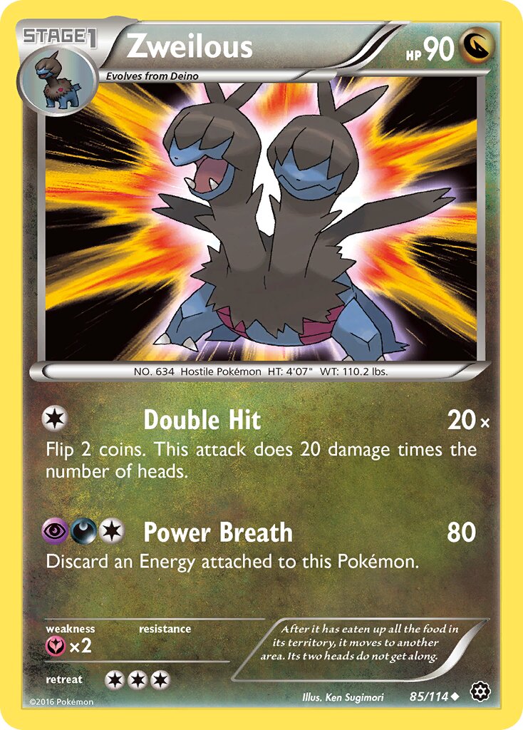 Zweilous 085/114 — Steam Siege (English Pokémon TCG card)