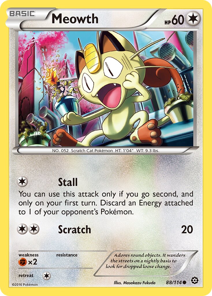 Meowth 088/114 — Steam Siege (English Pokémon TCG card)
