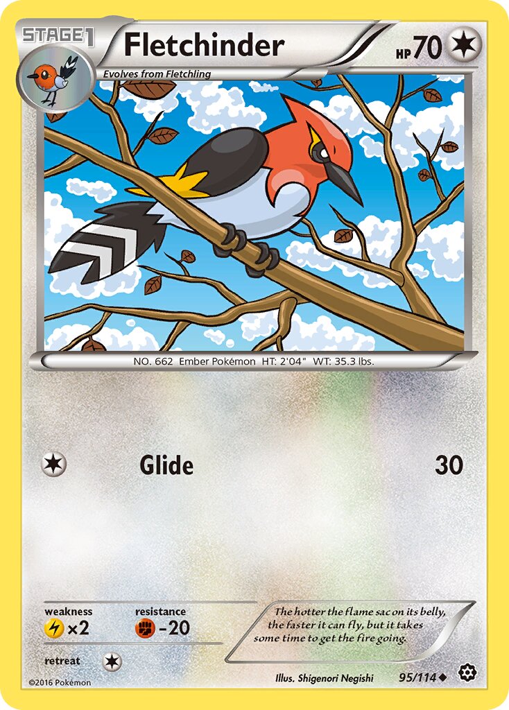 Fletchinder 095/114 — Steam Siege (English Pokémon TCG card)