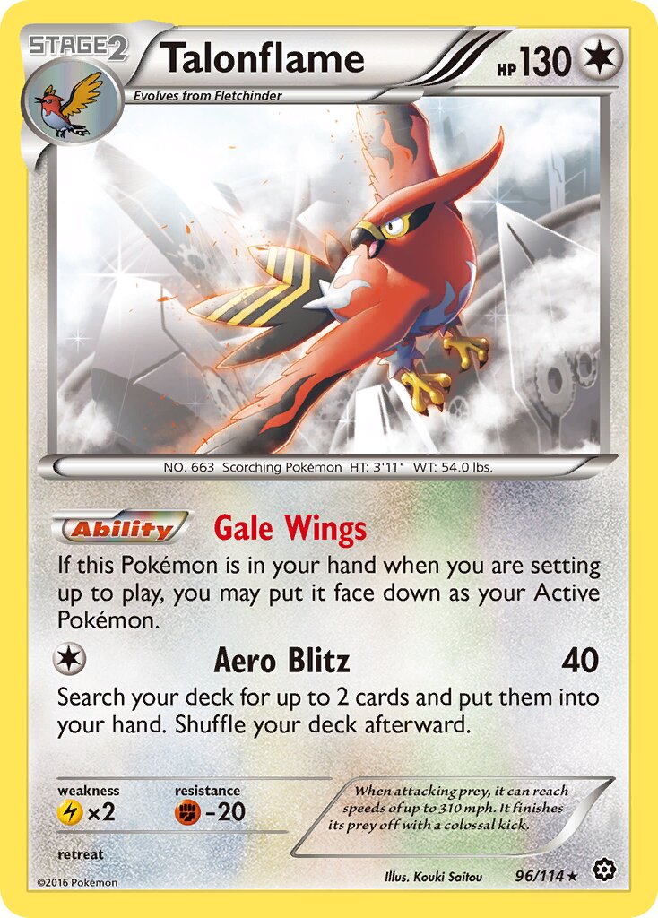 Talonflame 096/114 — Steam Siege (English Pokémon TCG card)