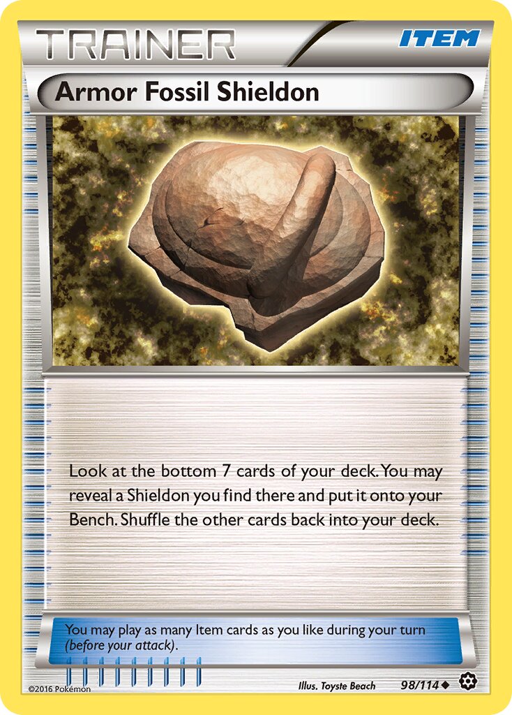 Armor Fossil Shieldon 098/114 — Steam Siege (English Pokémon TCG card)