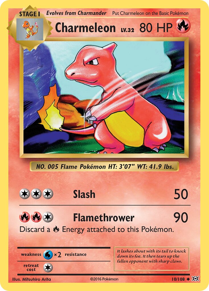 Charmeleon 010/108 — Evolutions (English Pokémon TCG card)