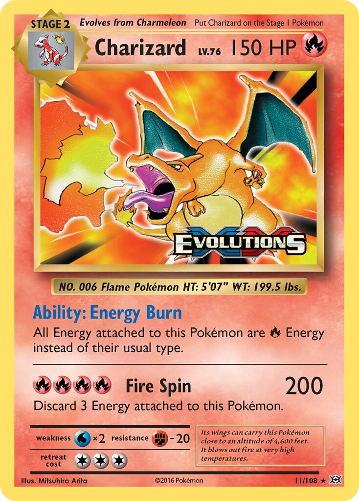 Charizard 011/108 — Evolutions (English Pokémon TCG card)