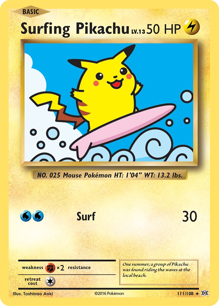 Surfing Pikachu 111/108 — Evolutions (English Pokémon TCG card)