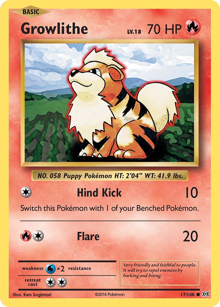 Growlithe 017/108 — Evolutions (English Pokémon TCG card)