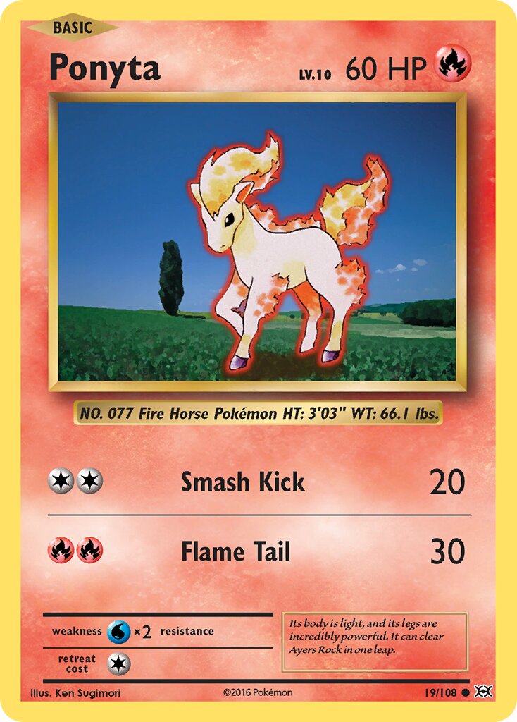 Ponyta 019/108 — Evolutions (English Pokémon TCG card)