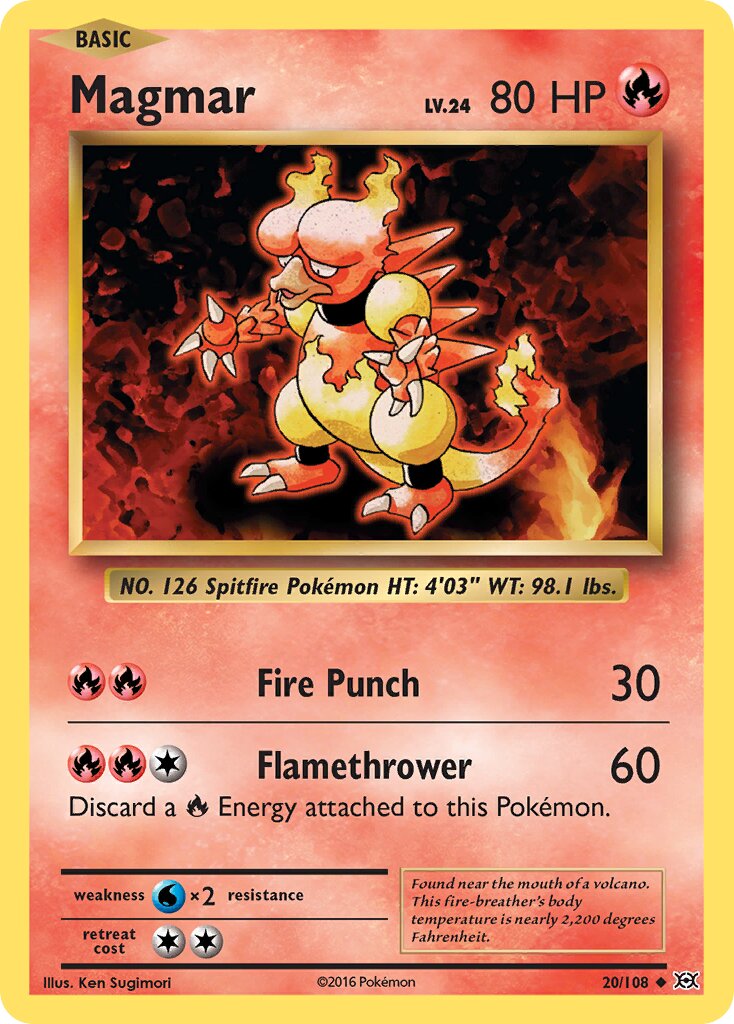 Magmar 020/108 — Evolutions (English Pokémon TCG card)