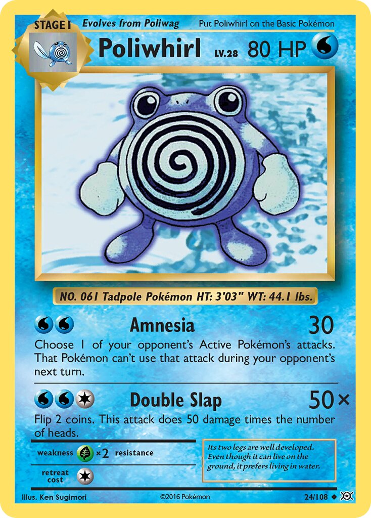 Poliwhirl 024/108 — Evolutions (English Pokémon TCG card)