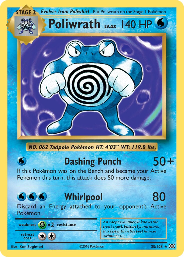 Poliwrath 025/108 — Evolutions (English Pokémon TCG card)