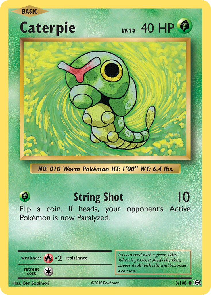 Caterpie 003/108 — Evolutions (English Pokémon TCG card)