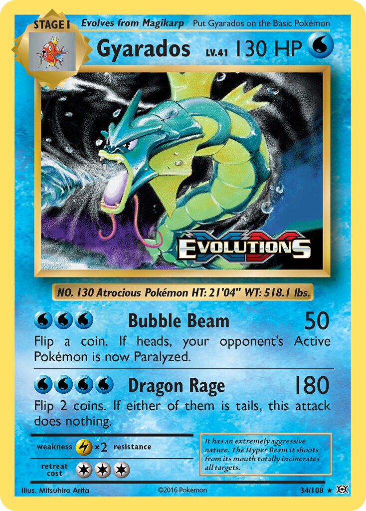 Gyarados 034/108 — Evolutions (English Pokémon TCG card)