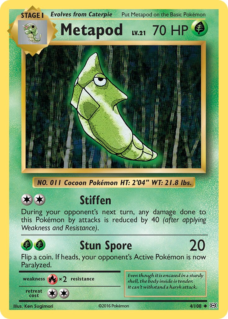 Metapod 004/108 — Evolutions (English Pokémon TCG card)