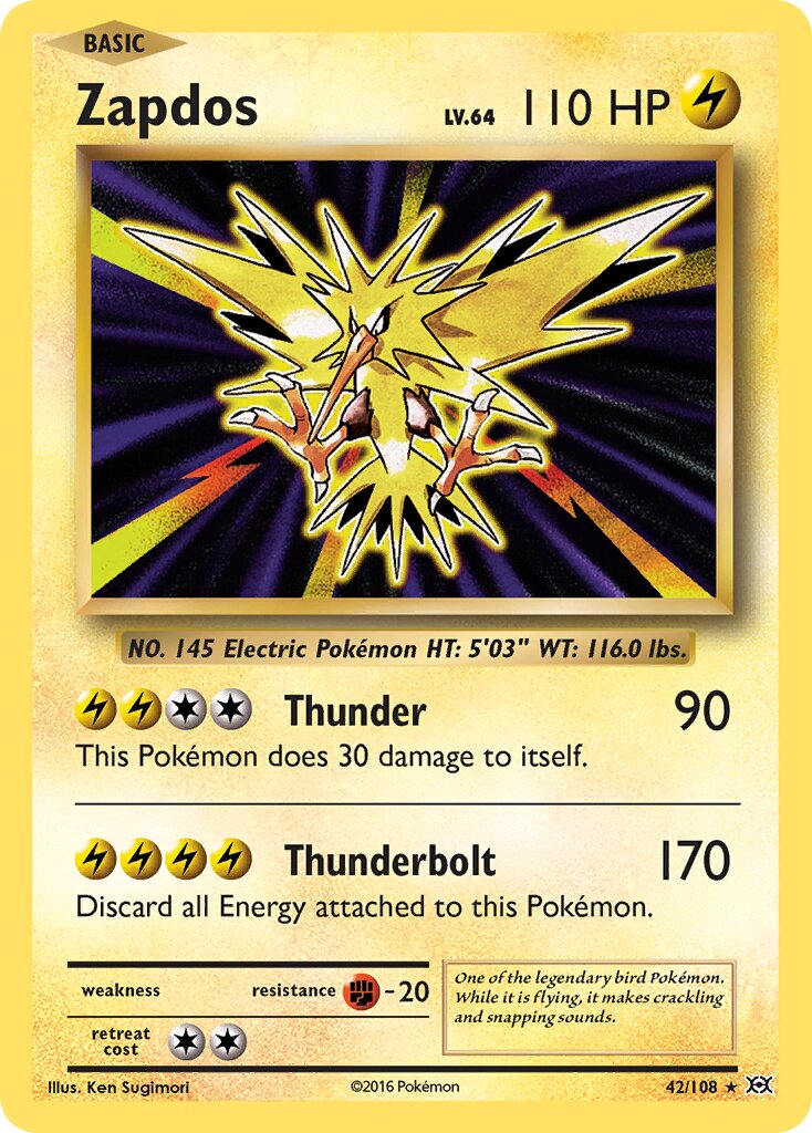 Zapdos 042/108 — Evolutions (English Pokémon TCG card)