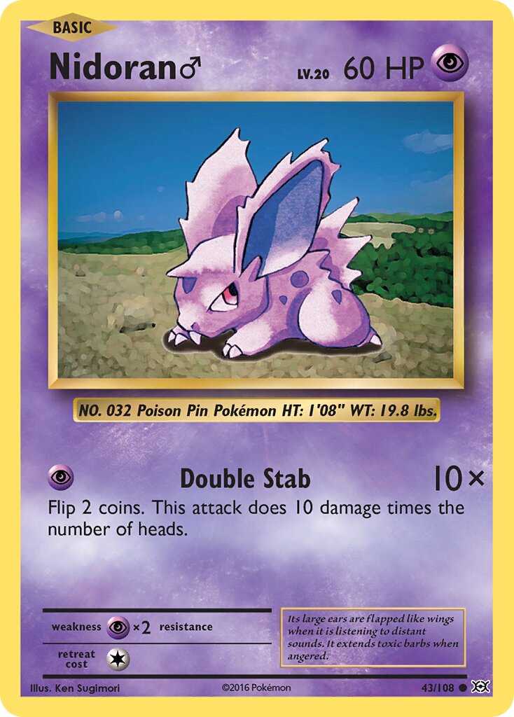 Nidoran ♂ 043/108 — Evolutions (English Pokémon TCG card)