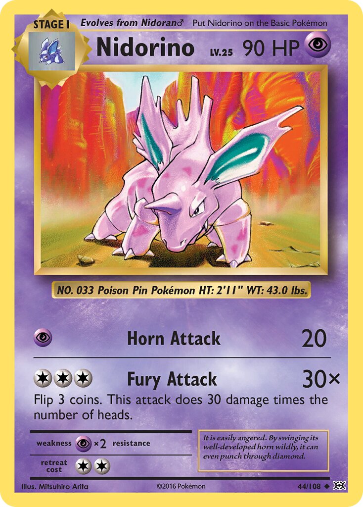 Nidorino 044/108 — Evolutions (English Pokémon TCG card)