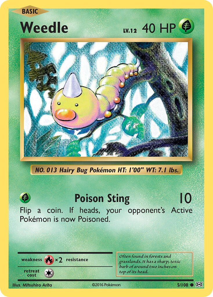 Weedle 005/108 — Evolutions (English Pokémon TCG card)