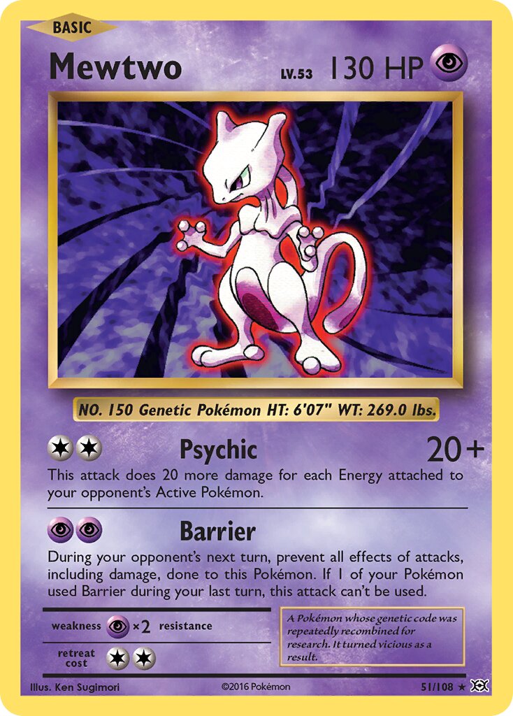 Mewtwo 051/108 — Evolutions (English Pokémon TCG card)