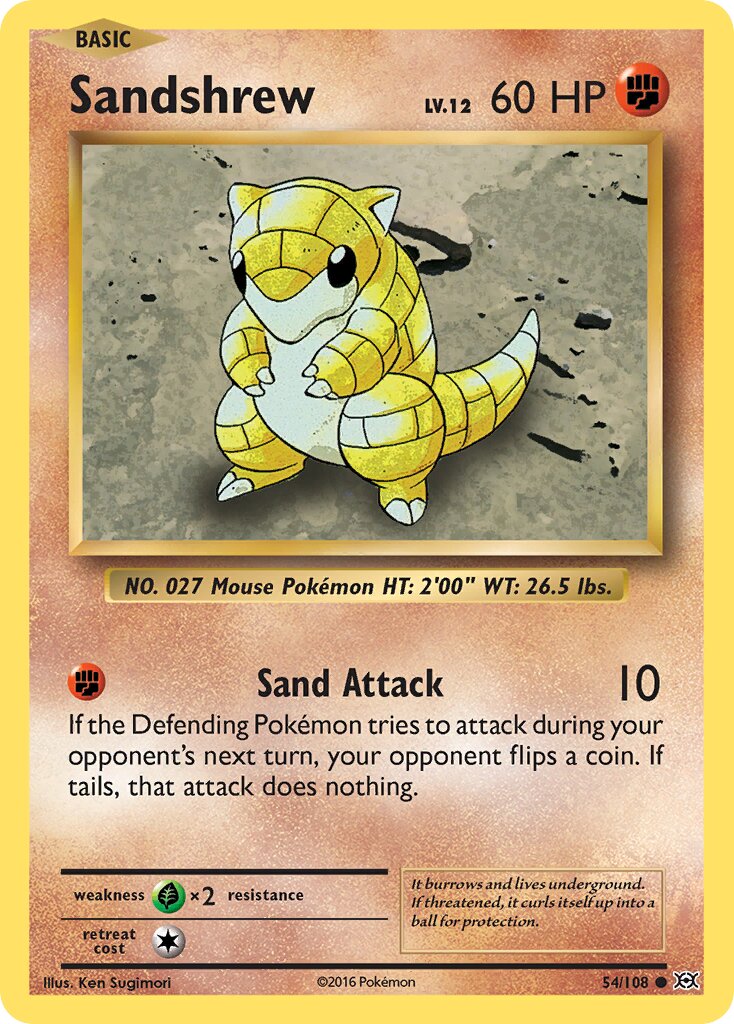 Sandshrew 054/108 — Evolutions (English Pokémon TCG card)