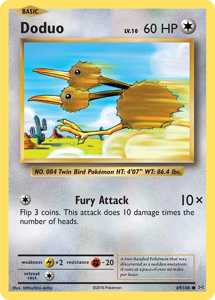 Doduo 069/108 — Evolutions (English Pokémon TCG card)