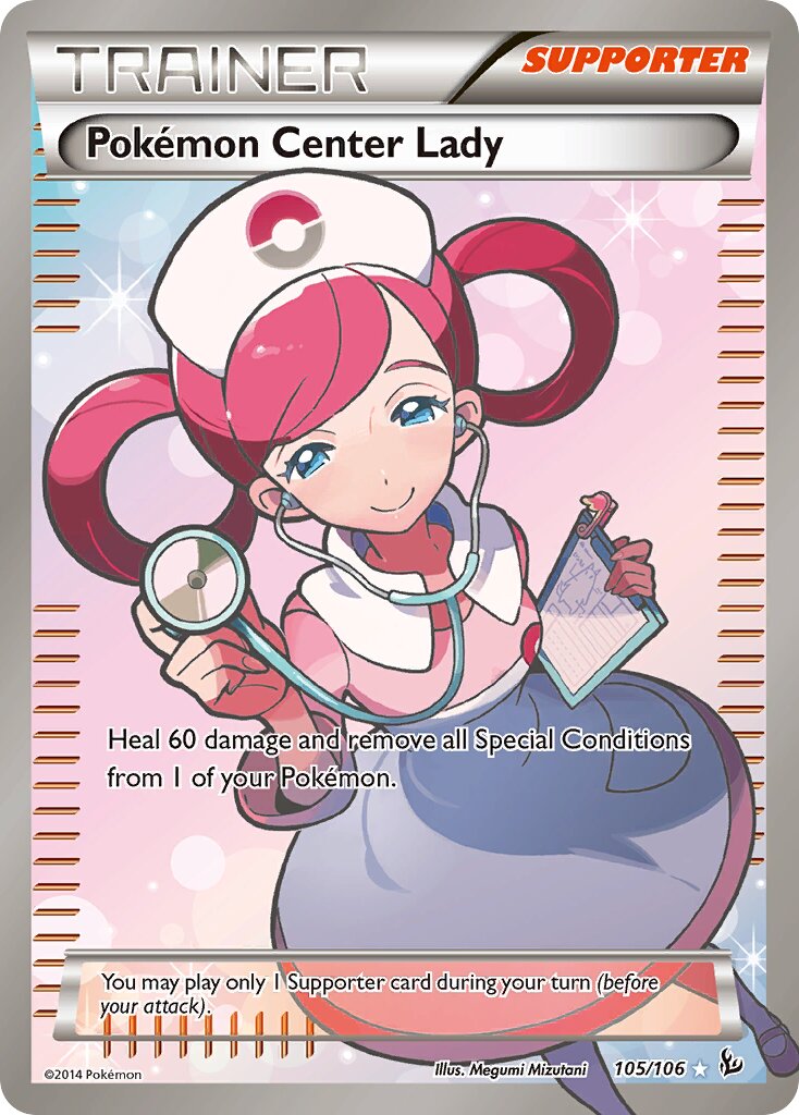 Pokémon Center Lady 105/106 — Flashfire (English Pokémon TCG card)