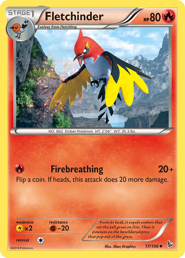 Fletchinder 017/106 — Flashfire (English Pokémon TCG card)