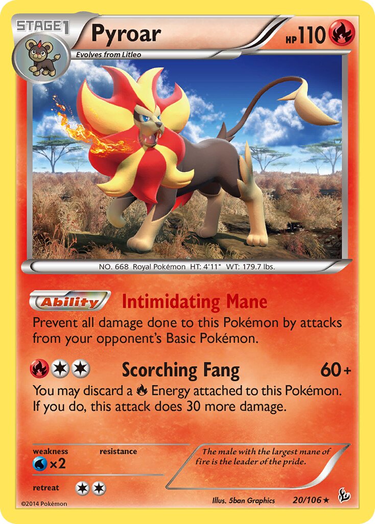 Pyroar 020/106 — Flashfire (English Pokémon TCG card)