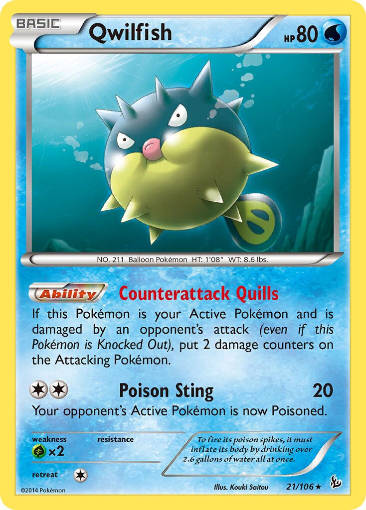 Qwilfish 021/106 — Flashfire (English Pokémon TCG card)