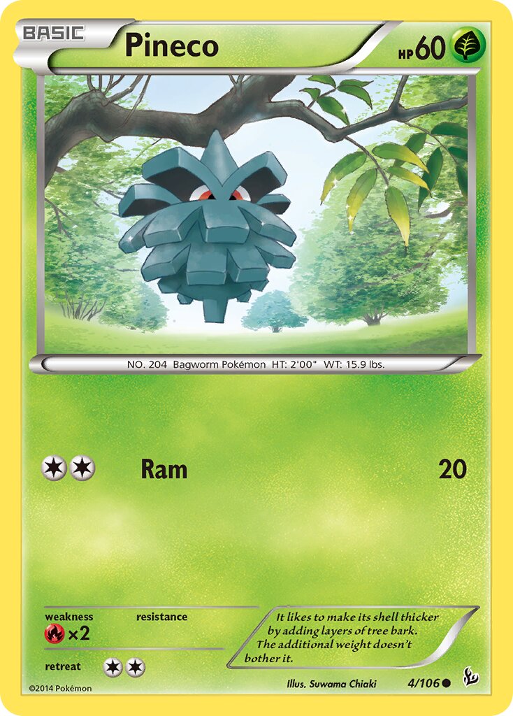 Pineco 004/106 — Flashfire (English Pokémon TCG card)