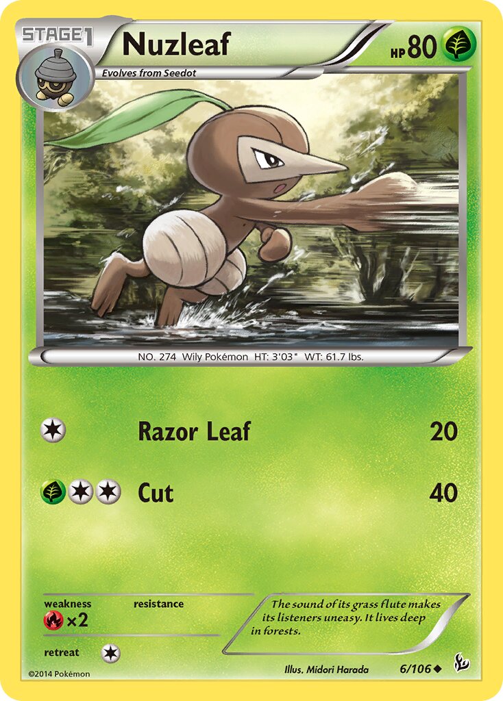 Nuzleaf 006/106 — Flashfire (English Pokémon TCG card)