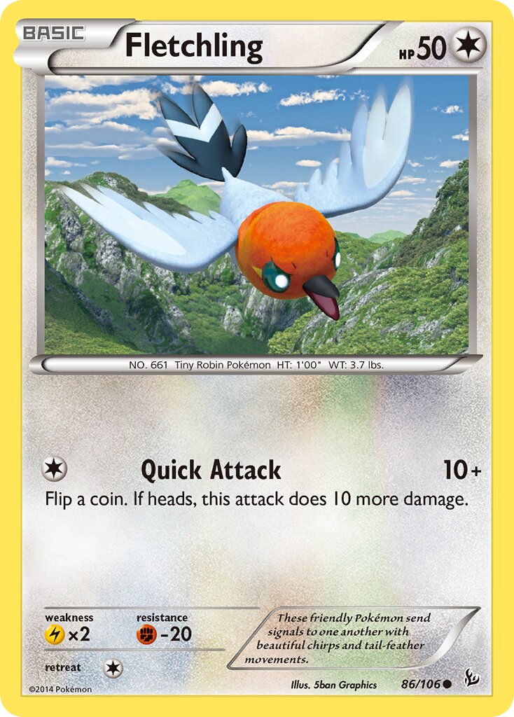 Fletchling 086/106 — Flashfire (English Pokémon TCG card)