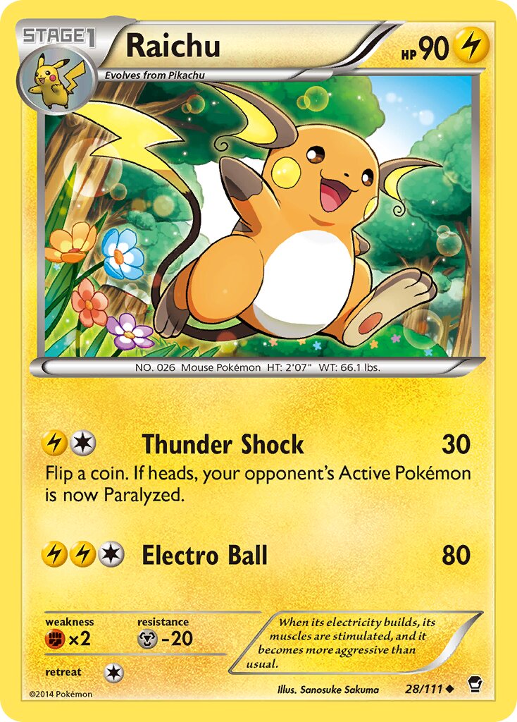 Raichu 028/111 — Furious Fists (English Pokémon TCG card)